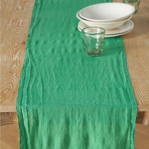 Anthropologie Edison Portuguese -  Green Linen - Table Runner